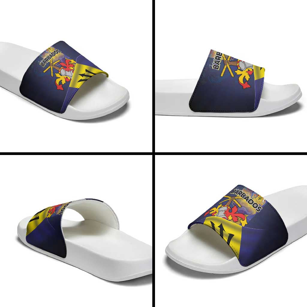 Barbados Independence Day Slide Sandals Coat of Arms with Freedom Emblems - Wonder Print Shop
