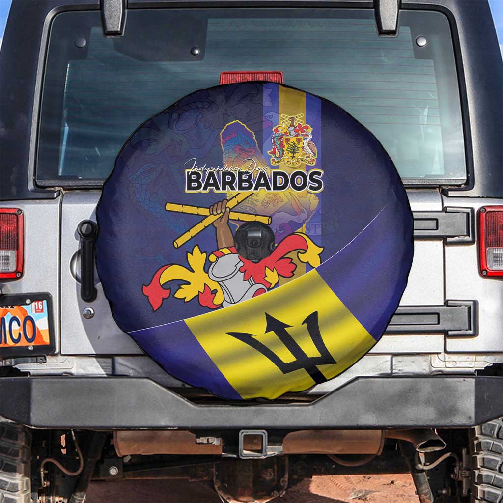 Barbados Independence Day Spare Tire Cover Coat of Arms with Freedom Emblems - Wonder Print Shop