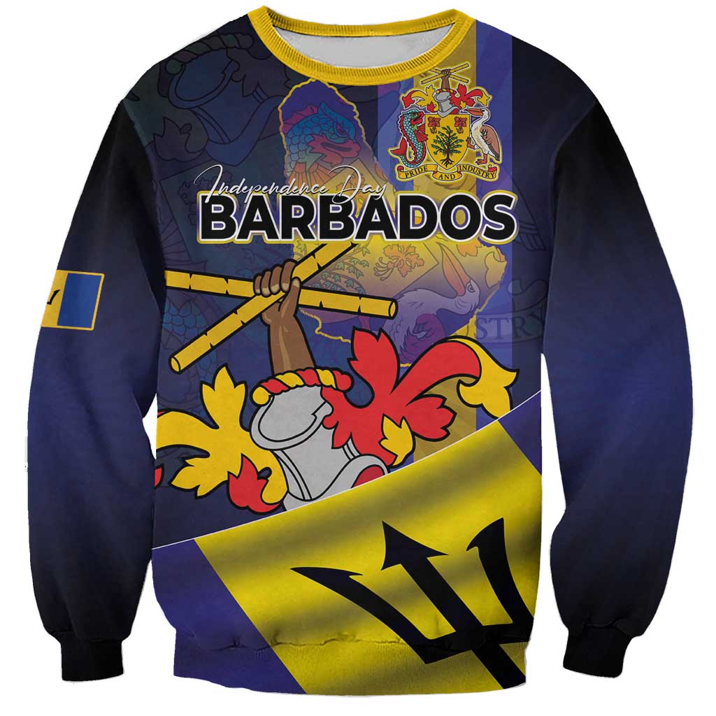 Barbados Independence Day Sweatshirt Coat of Arms with Freedom Emblems - Wonder Print Shop
