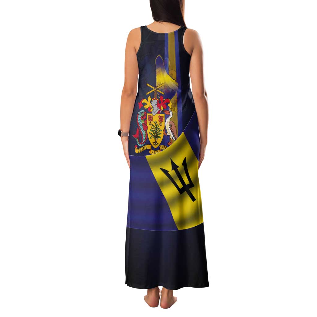 Barbados Independence Day Tank Maxi Dress Coat of Arms with Freedom Emblems - Wonder Print Shop