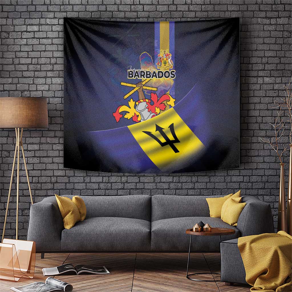 Barbados Independence Day Tapestry Coat of Arms with Freedom Emblems - Wonder Print Shop