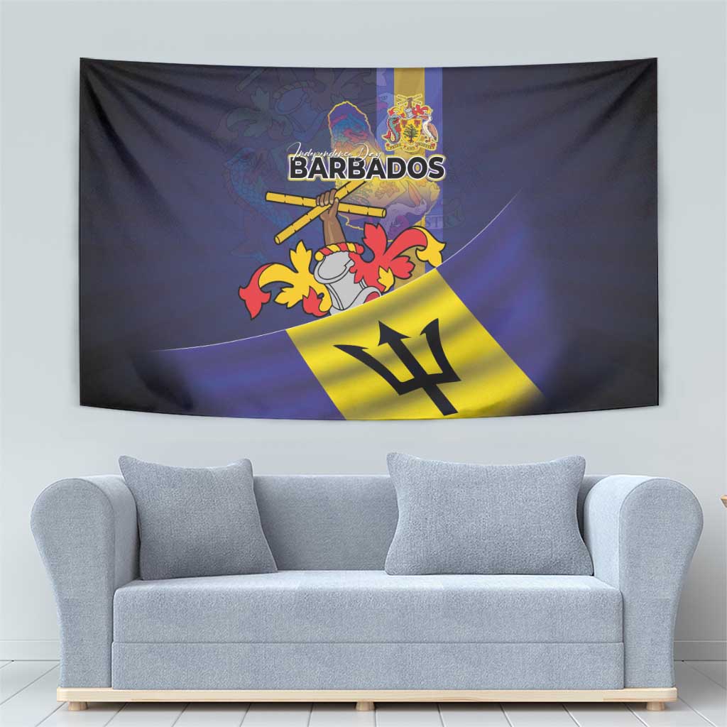 Barbados Independence Day Tapestry Coat of Arms with Freedom Emblems - Wonder Print Shop