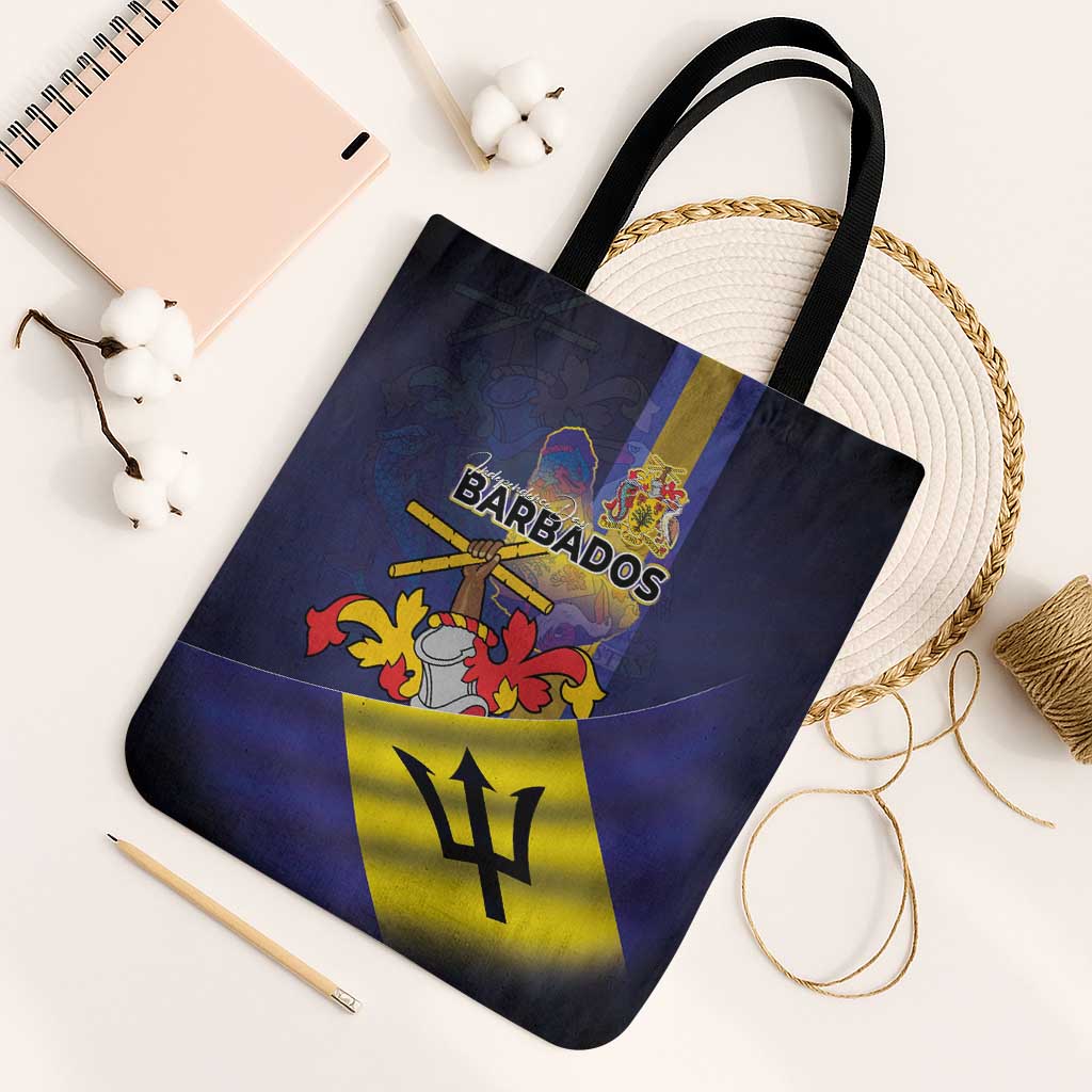 Barbados Independence Day Tote Bag Coat of Arms with Freedom Emblems - Wonder Print Shop