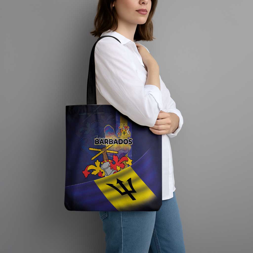 Barbados Independence Day Tote Bag Coat of Arms with Freedom Emblems - Wonder Print Shop