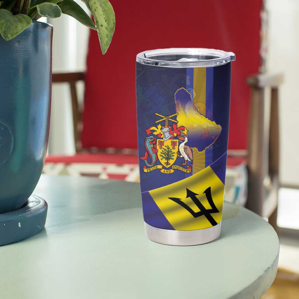 Barbados Independence Day Tumbler Cup Coat of Arms with Freedom Emblems - Wonder Print Shop