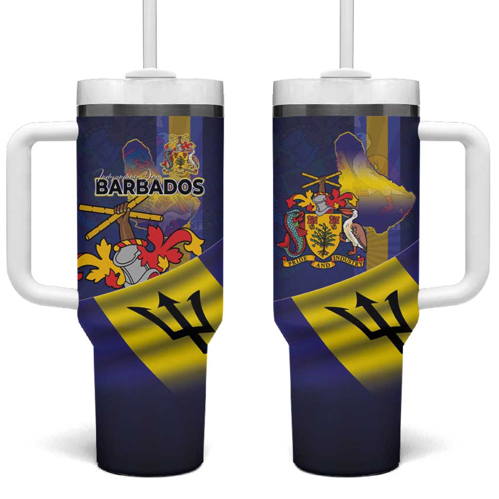 Barbados Independence Day Tumbler With Handle Coat of Arms with Freedom Emblems - Wonder Print Shop