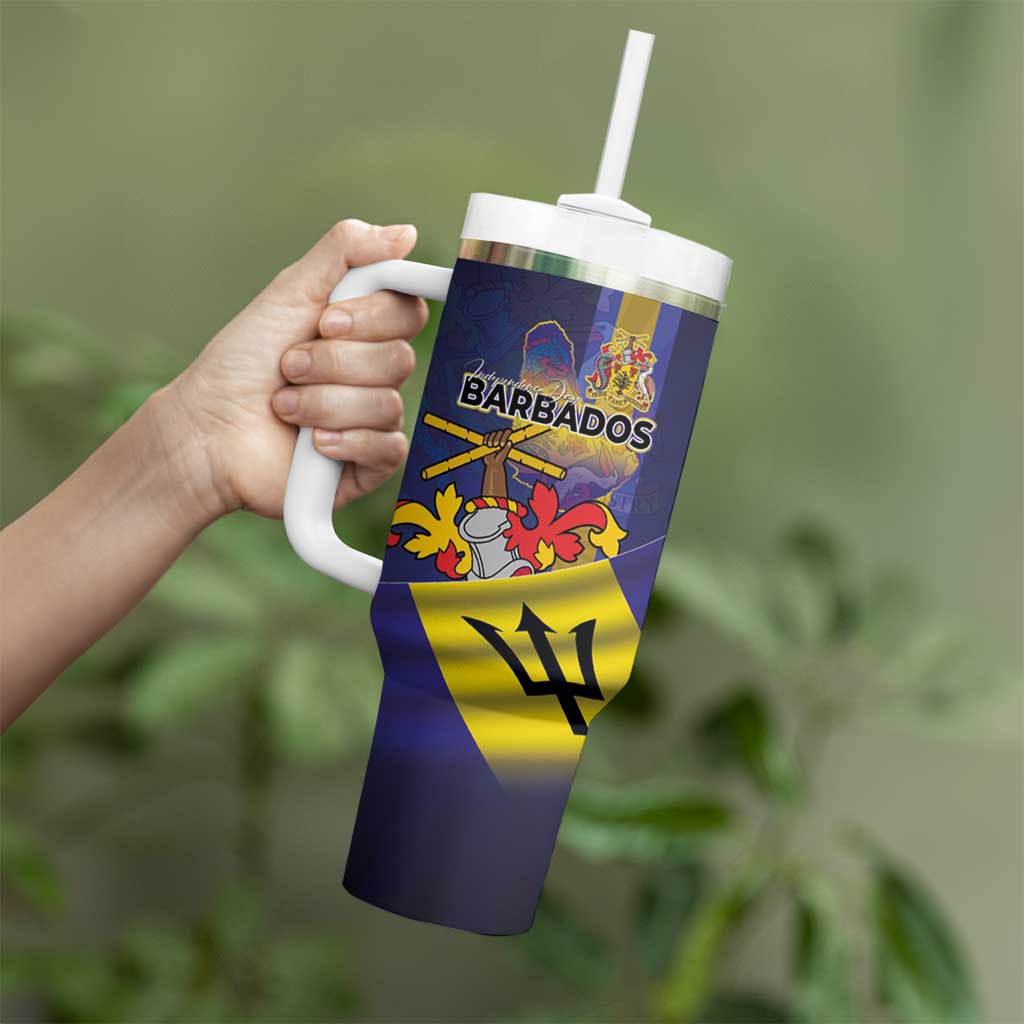 Barbados Independence Day Tumbler With Handle Coat of Arms with Freedom Emblems - Wonder Print Shop