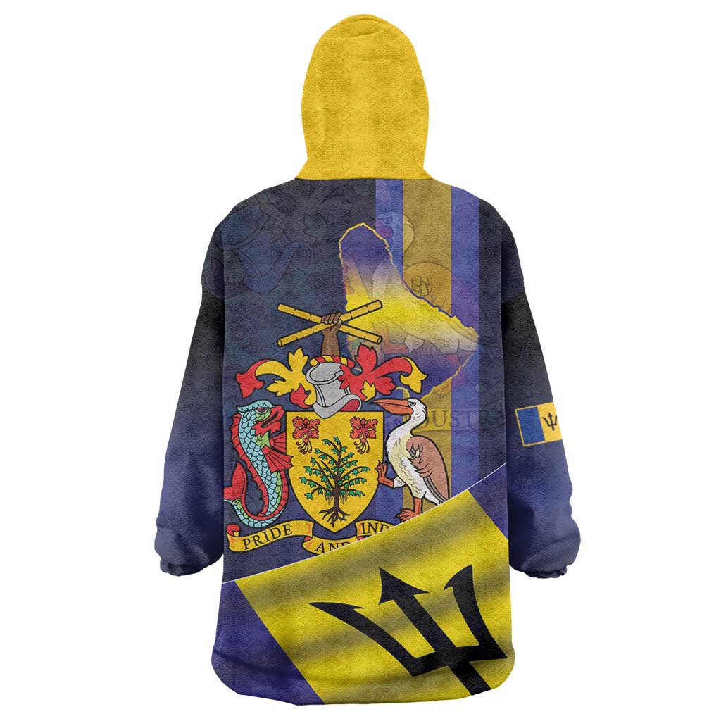 Barbados Independence Day Wearable Blanket Hoodie Coat of Arms with Freedom Emblems - Wonder Print Shop