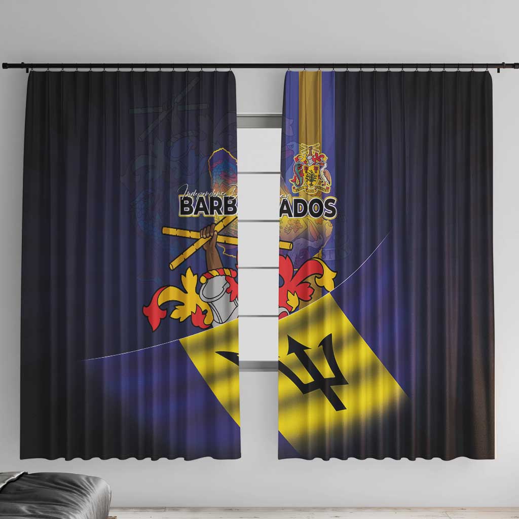 Barbados Independence Day Window Curtain Coat of Arms with Freedom Emblems - Wonder Print Shop