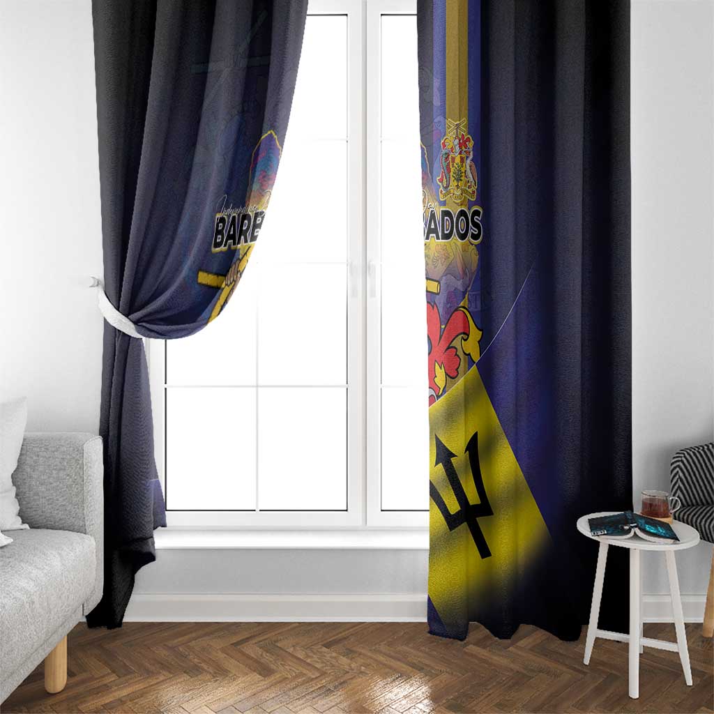 Barbados Independence Day Window Curtain Coat of Arms with Freedom Emblems - Wonder Print Shop