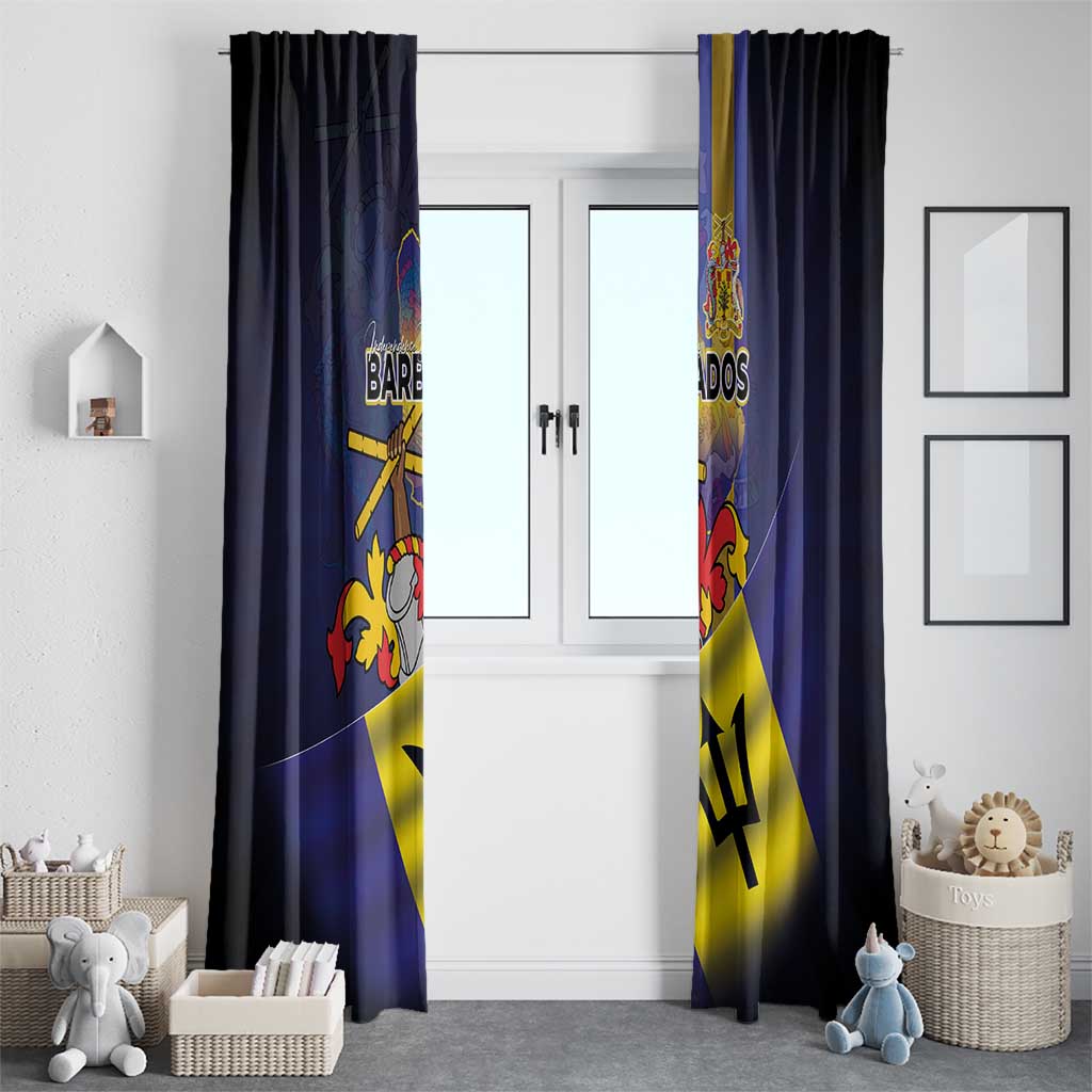 Barbados Independence Day Window Curtain Coat of Arms with Freedom Emblems - Wonder Print Shop