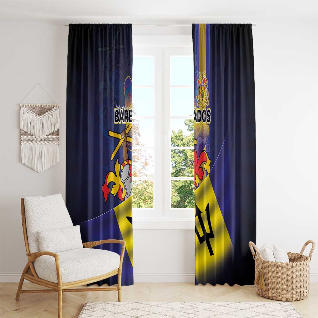 Barbados Independence Day Window Curtain Coat of Arms with Freedom Emblems - Wonder Print Shop