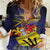 Barbados Independence Day Women Casual Shirt Coat of Arms with Freedom Emblems - Wonder Print Shop