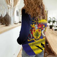 Barbados Independence Day Women Casual Shirt Coat of Arms with Freedom Emblems - Wonder Print Shop