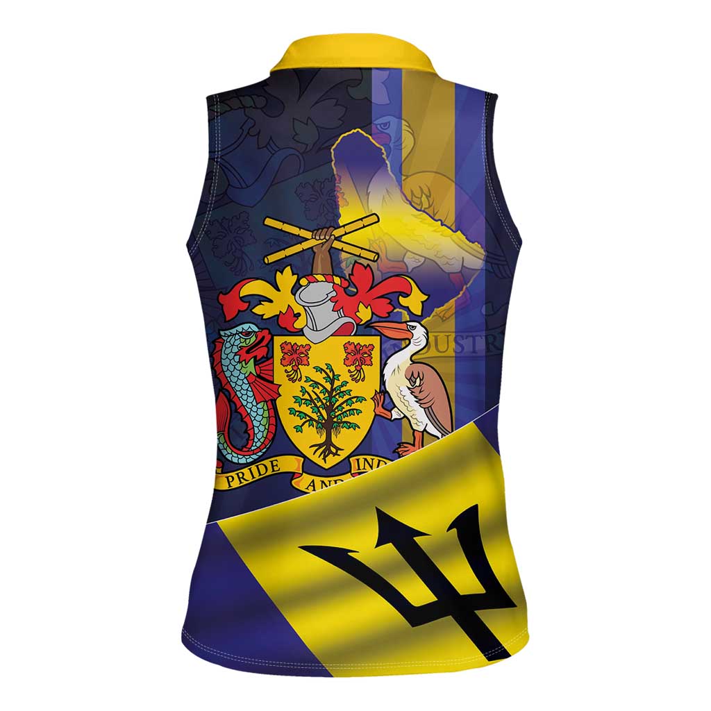 Barbados Independence Day Women Sleeveless Polo Shirt Coat of Arms with Freedom Emblems - Wonder Print Shop