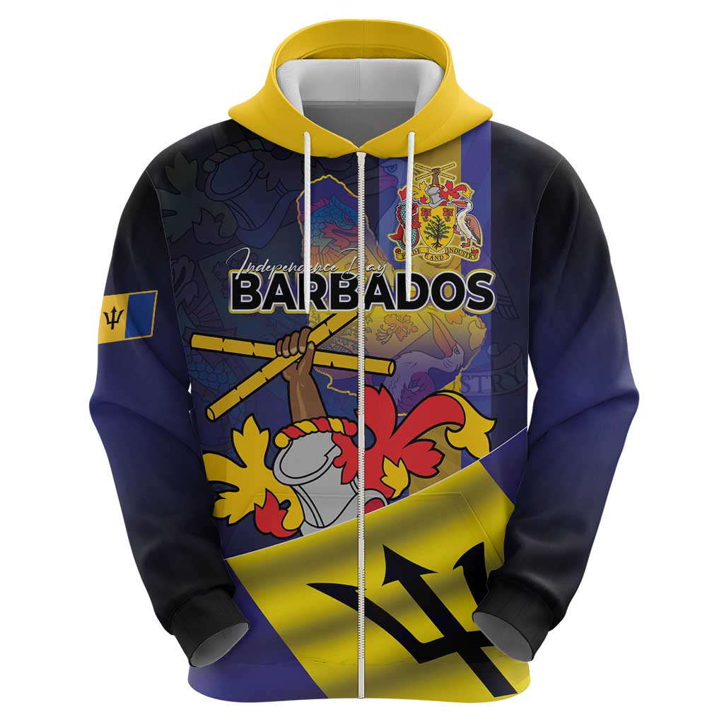 Barbados Independence Day Zip Hoodie Coat of Arms with Freedom Emblems - Wonder Print Shop