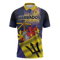 Barbados Independence Day Zipper Polo Shirt Coat of Arms with Freedom Emblems - Wonder Print Shop