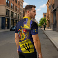 Barbados Independence Day Zipper Polo Shirt Coat of Arms with Freedom Emblems - Wonder Print Shop