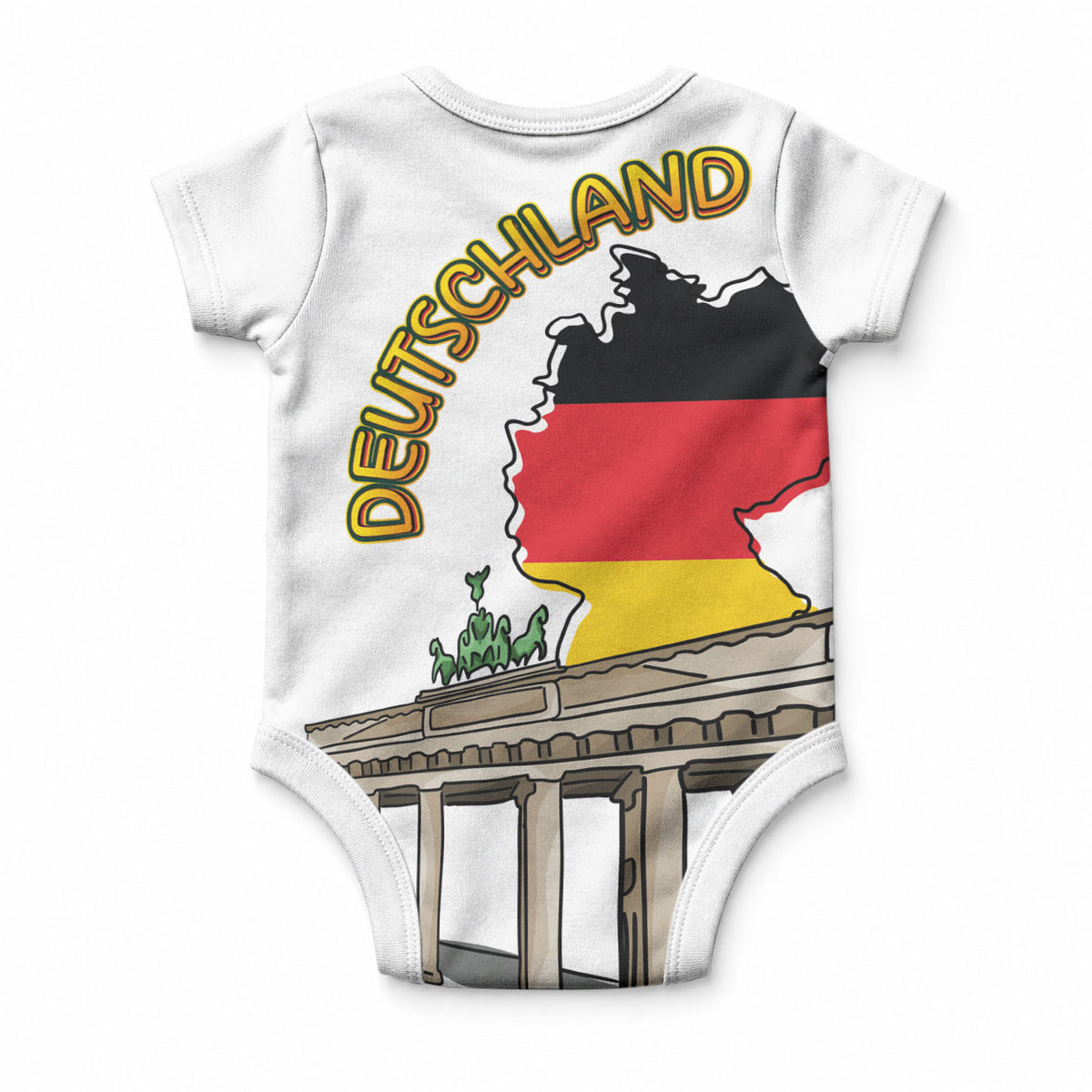 German Unity Day Baby Onesie Deutschland-Brandenburg Gate with Map