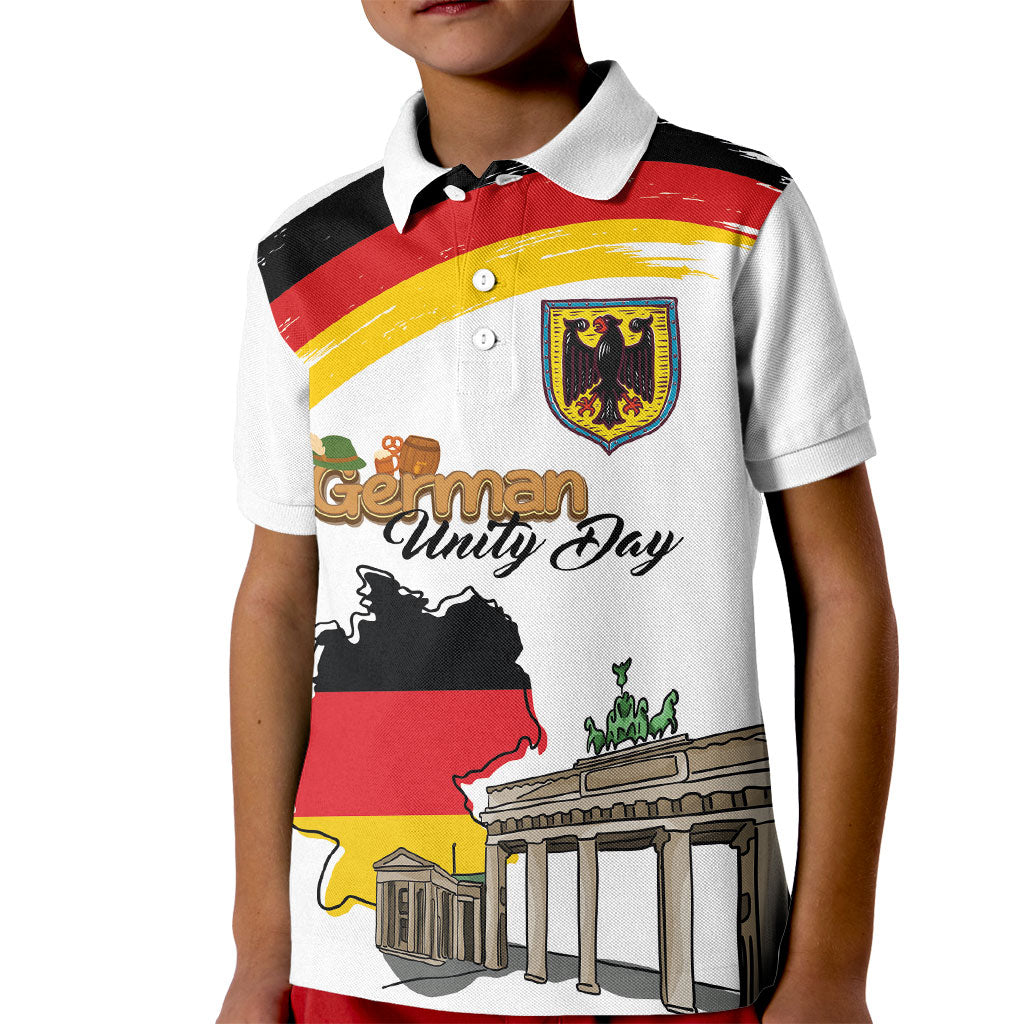 German Unity Day Kid Polo Shirt Deutschland-Brandenburg Gate with Map