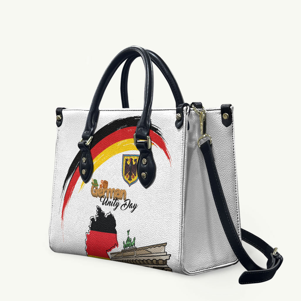 German Unity Day Leather Bag Deutschland-Brandenburg Gate with Map