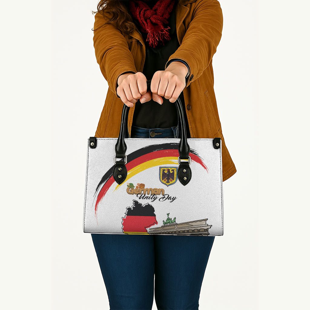 German Unity Day Leather Bag Deutschland-Brandenburg Gate with Map