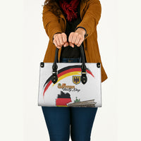 German Unity Day Leather Bag Deutschland-Brandenburg Gate with Map