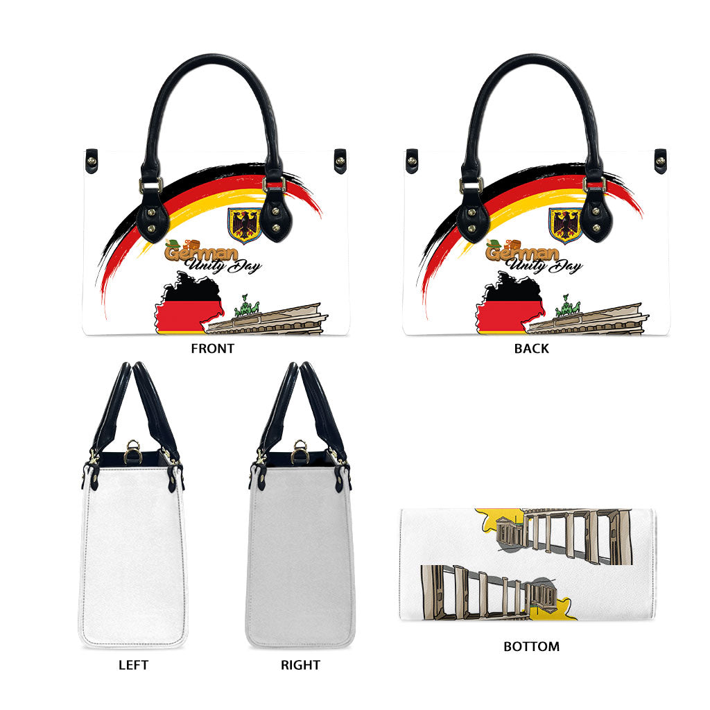 German Unity Day Leather Bag Deutschland-Brandenburg Gate with Map