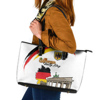 German Unity Day Leather Tote Bag Deutschland-Brandenburg Gate with Map