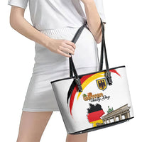 German Unity Day Leather Tote Bag Deutschland-Brandenburg Gate with Map