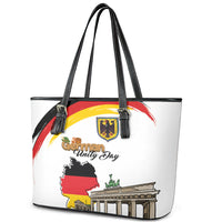 German Unity Day Leather Tote Bag Deutschland-Brandenburg Gate with Map