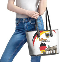 German Unity Day Leather Tote Bag Deutschland-Brandenburg Gate with Map