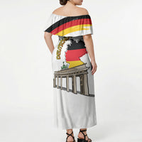 German Unity Day Off Shoulder Maxi Dress Deutschland-Brandenburg Gate with Map