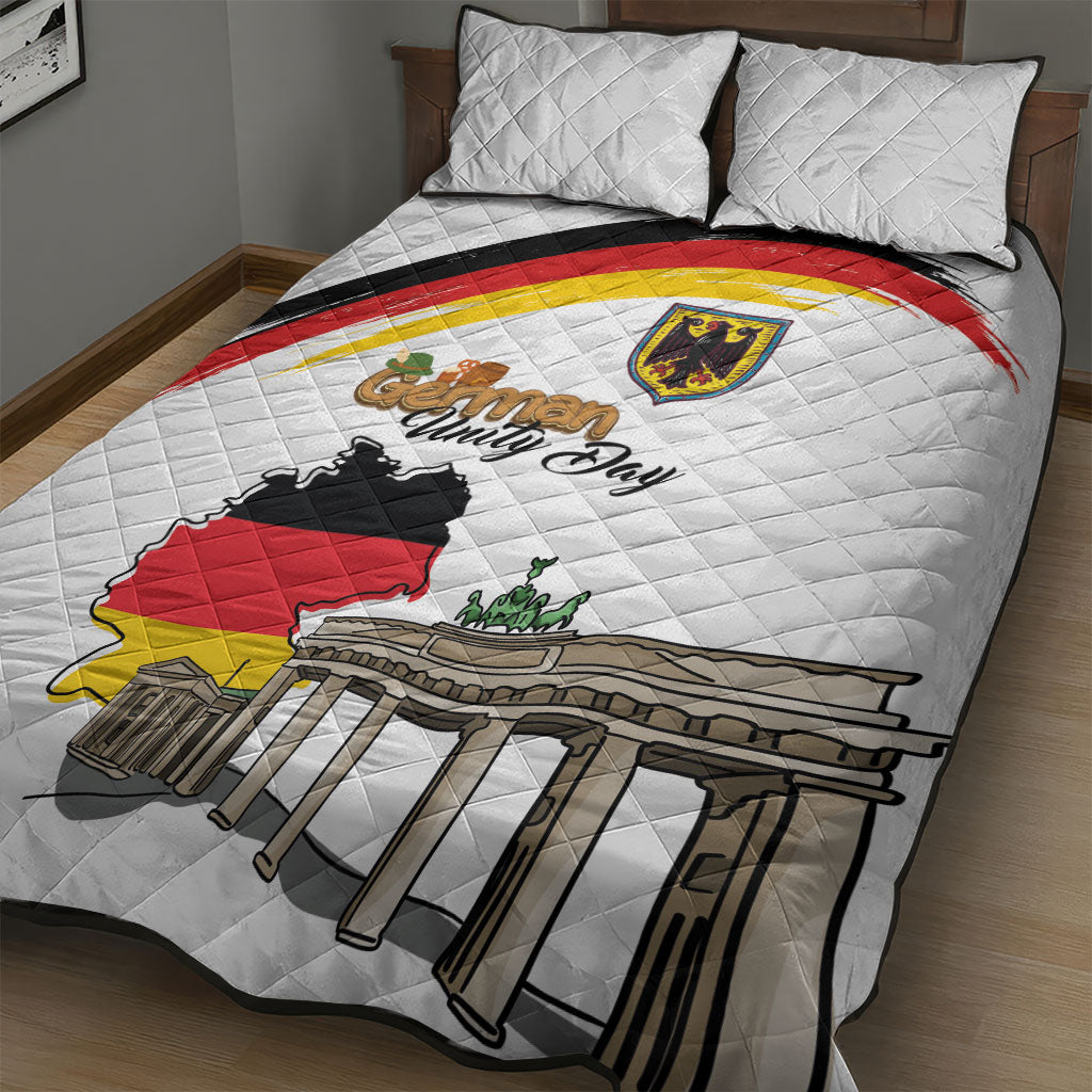 German Unity Day Quilt Bed Set Deutschland-Brandenburg Gate with Map
