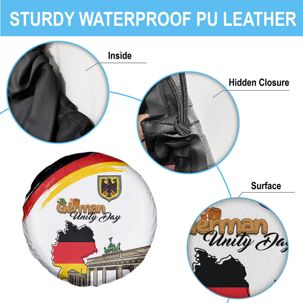 German Unity Day Spare Tire Cover Deutschland-Brandenburg Gate with Map