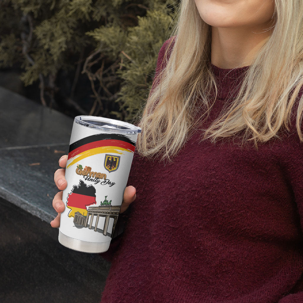 German Unity Day Tumbler Cup Deutschland-Brandenburg Gate with Map