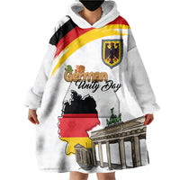 German Unity Day Wearable Blanket Hoodie Deutschland-Brandenburg Gate with Map