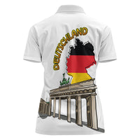 German Unity Day Women Polo Shirt Deutschland-Brandenburg Gate with Map