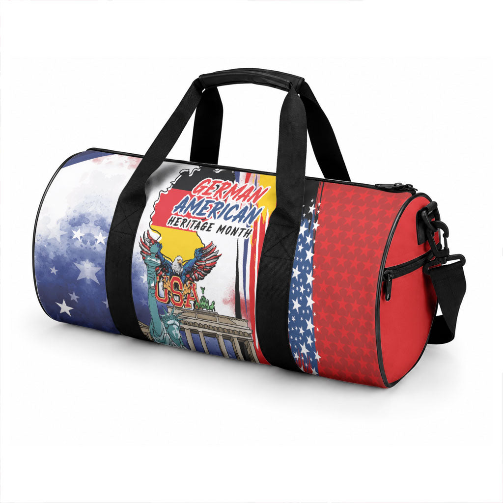 German American Heritage Month Duffle Bag USA Bald Eagle with Brandenburg Gate