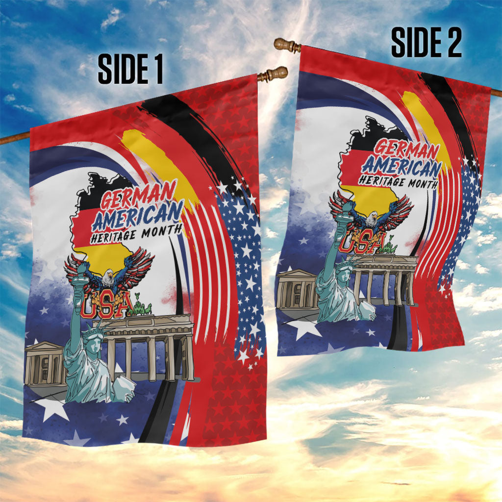 German American Heritage Month Garden Flag USA Bald Eagle with Brandenburg Gate