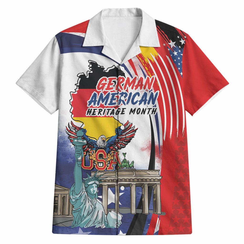 German American Heritage Month Hawaiian Shirt USA Bald Eagle with Brandenburg Gate