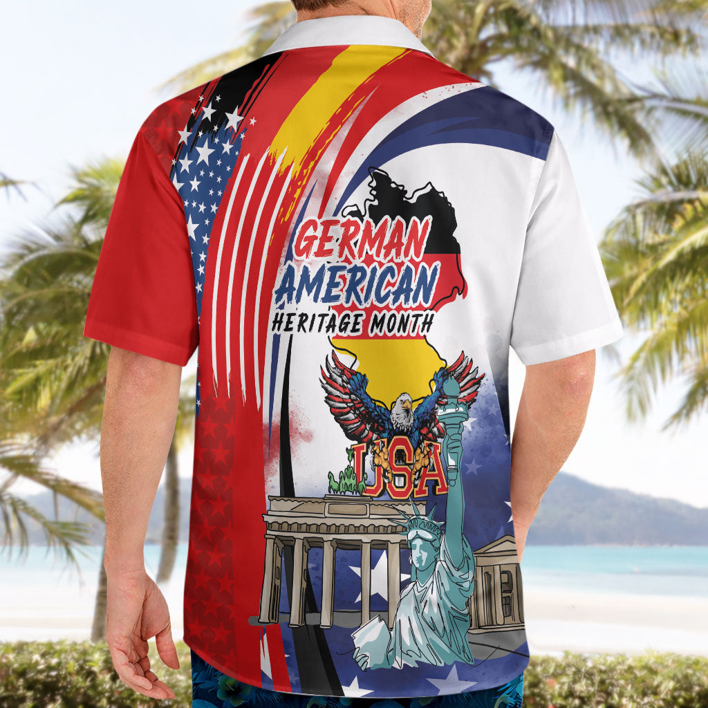 German American Heritage Month Hawaiian Shirt USA Bald Eagle with Brandenburg Gate