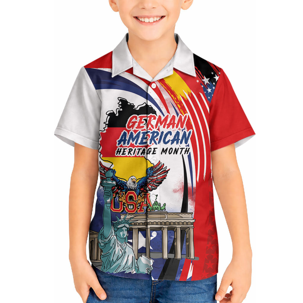 German American Heritage Month Hawaiian Shirt USA Bald Eagle with Brandenburg Gate