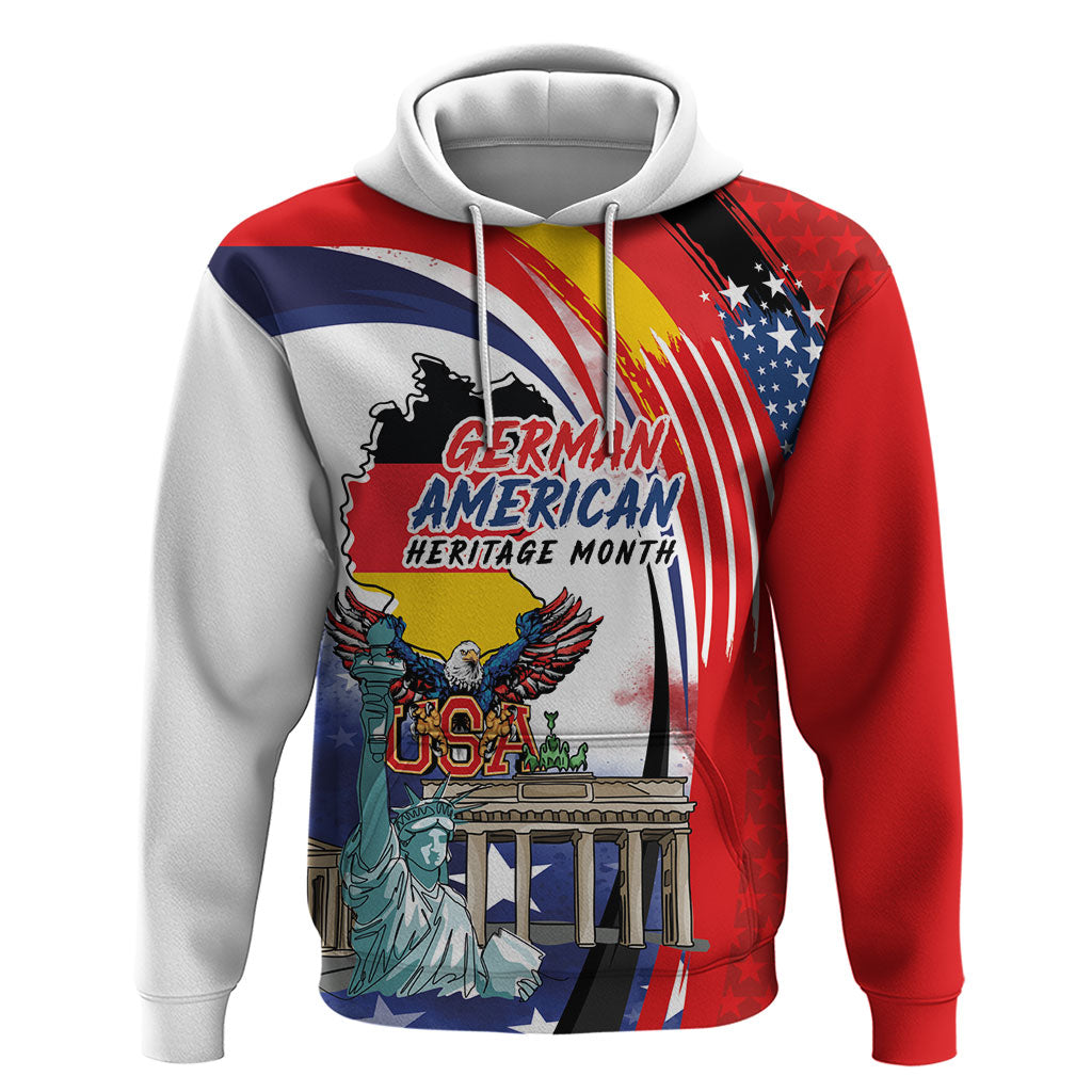 German American Heritage Month Hoodie USA Bald Eagle with Brandenburg Gate