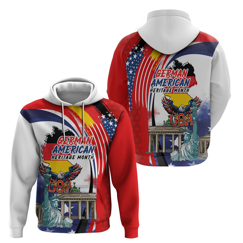 German American Heritage Month Hoodie USA Bald Eagle with Brandenburg Gate