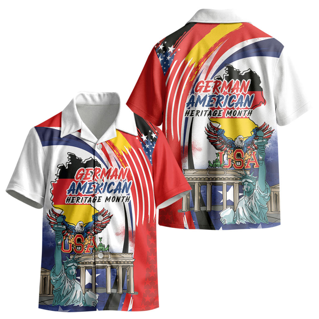 German American Heritage Month Kid Hawaiian Shirt USA Bald Eagle with Brandenburg Gate