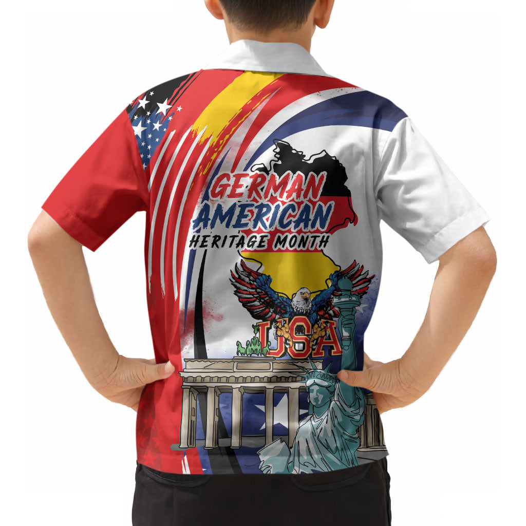 German American Heritage Month Kid Hawaiian Shirt USA Bald Eagle with Brandenburg Gate