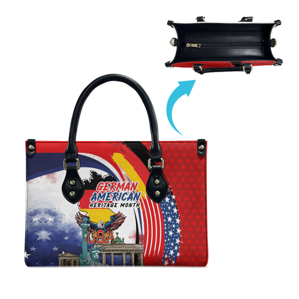 German American Heritage Month Leather Bag USA Bald Eagle with Brandenburg Gate