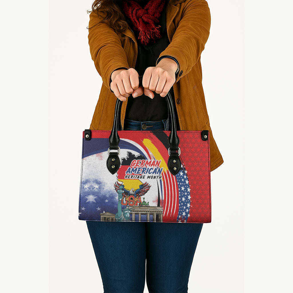 German American Heritage Month Leather Bag USA Bald Eagle with Brandenburg Gate