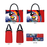 German American Heritage Month Leather Bag USA Bald Eagle with Brandenburg Gate